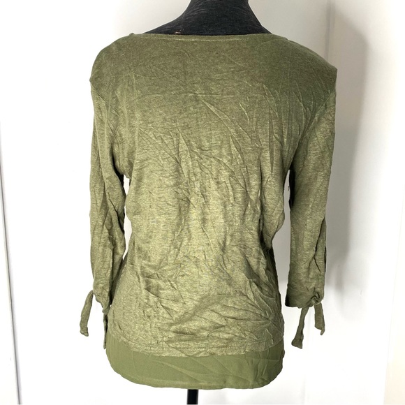 Sanctuary Sage Green Linen Tie Sleeve Top - Picture 6 of 9